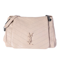 Saint Laurent Beige Chevron Leather Monogram Nolita Bag