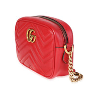 Gucci Red Matelassé Leather Mini Marmont Shoulder Bag