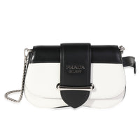 Prada Black & White City Calf Leather Sidonie Belt Bag