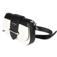 Prada Black & White City Calf Leather Sidonie Belt Bag