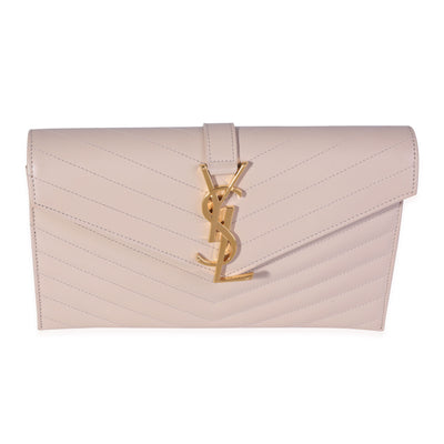 Saint Laurent Powder Matelassé Leather Monogram Clutch