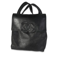 Chanel Vintage Black Leather CC Backpack