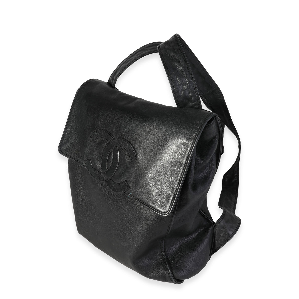 c&c leather backpack Chanel Vintage Black Leather CC Backpack | myGemma