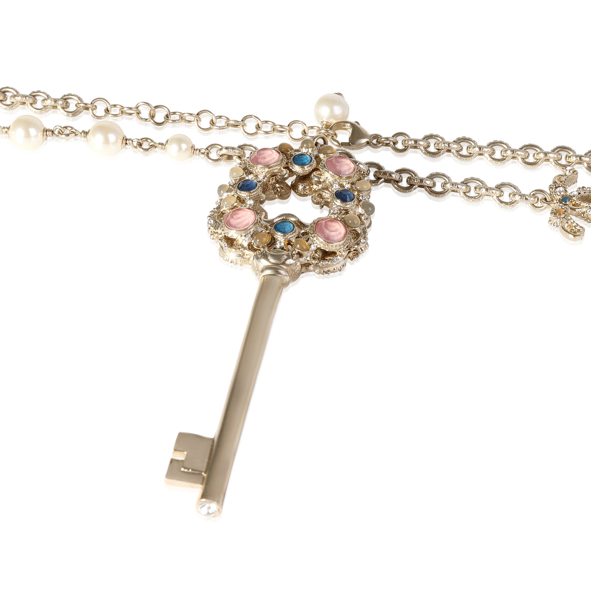 Chanel Fuax Pearl & Strass Key On Chain