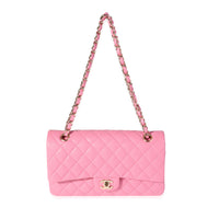 Chanel Pink Quilted Caviar Medium Classic Double Flap Bag