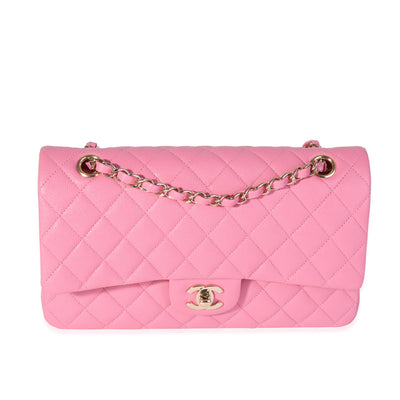 Chanel Pink Quilted Caviar Medium Classic Double Flap Bag