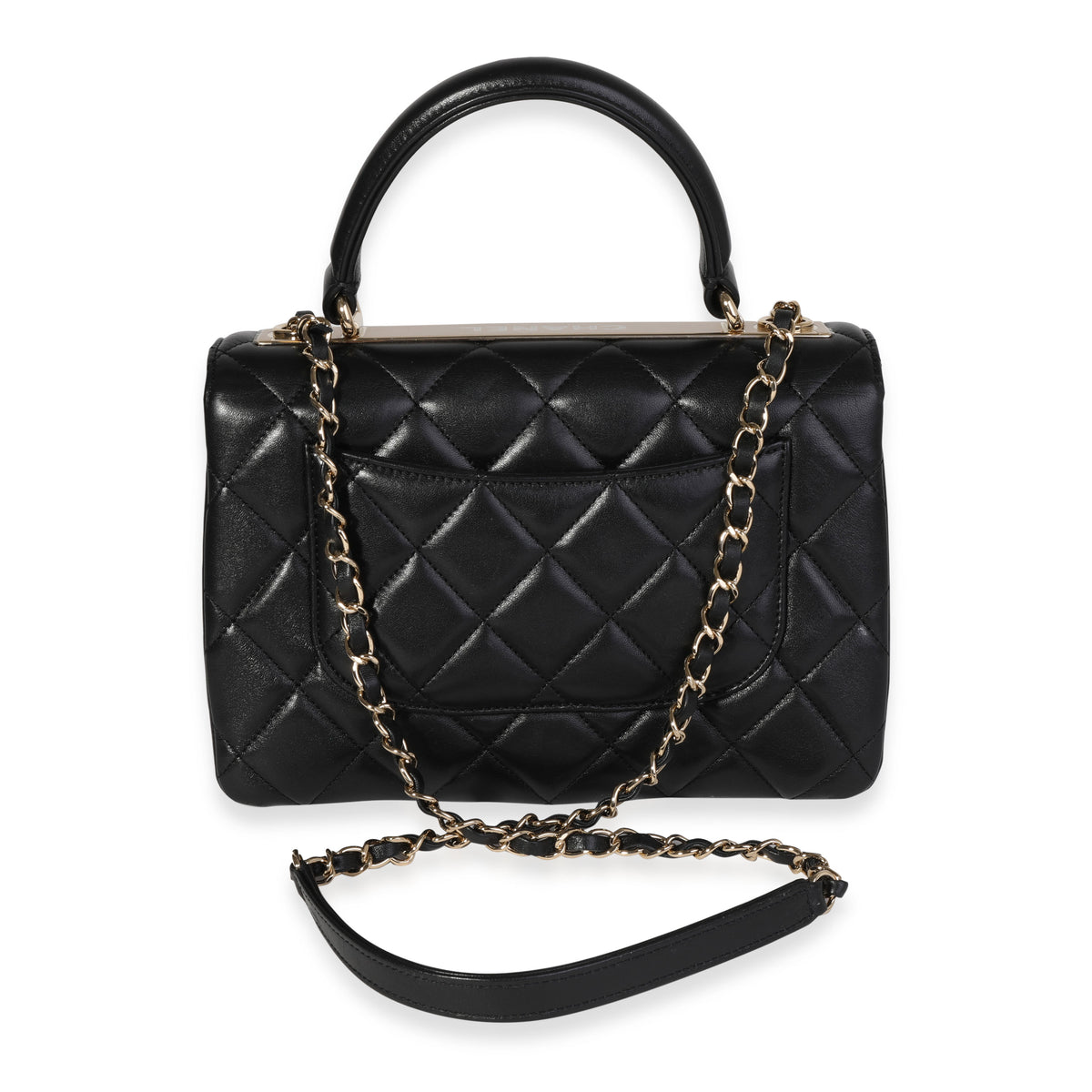 Chanel Black Quilted Lambskin Small Trendy Top Handle Flap Bag