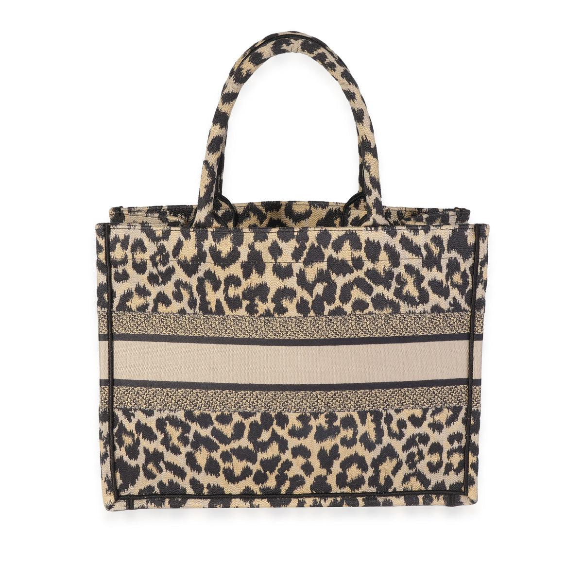 Dior Black & Beige Leopard Mizza Embroidery Medium Book Tote