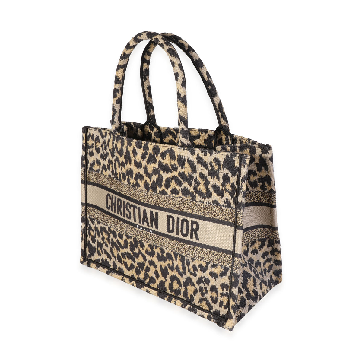 Dior Black & Beige Leopard Mizza Embroidery Medium Book Tote