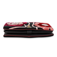 Chanel Black, Pink, & Red Velvet Camellia Clutch with Chain
