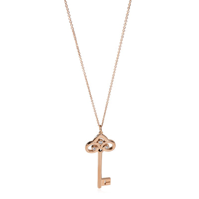 Tiffany & Co. Fleur De Lis Key Pendant in 18k Rose Gold 0.07 CTW