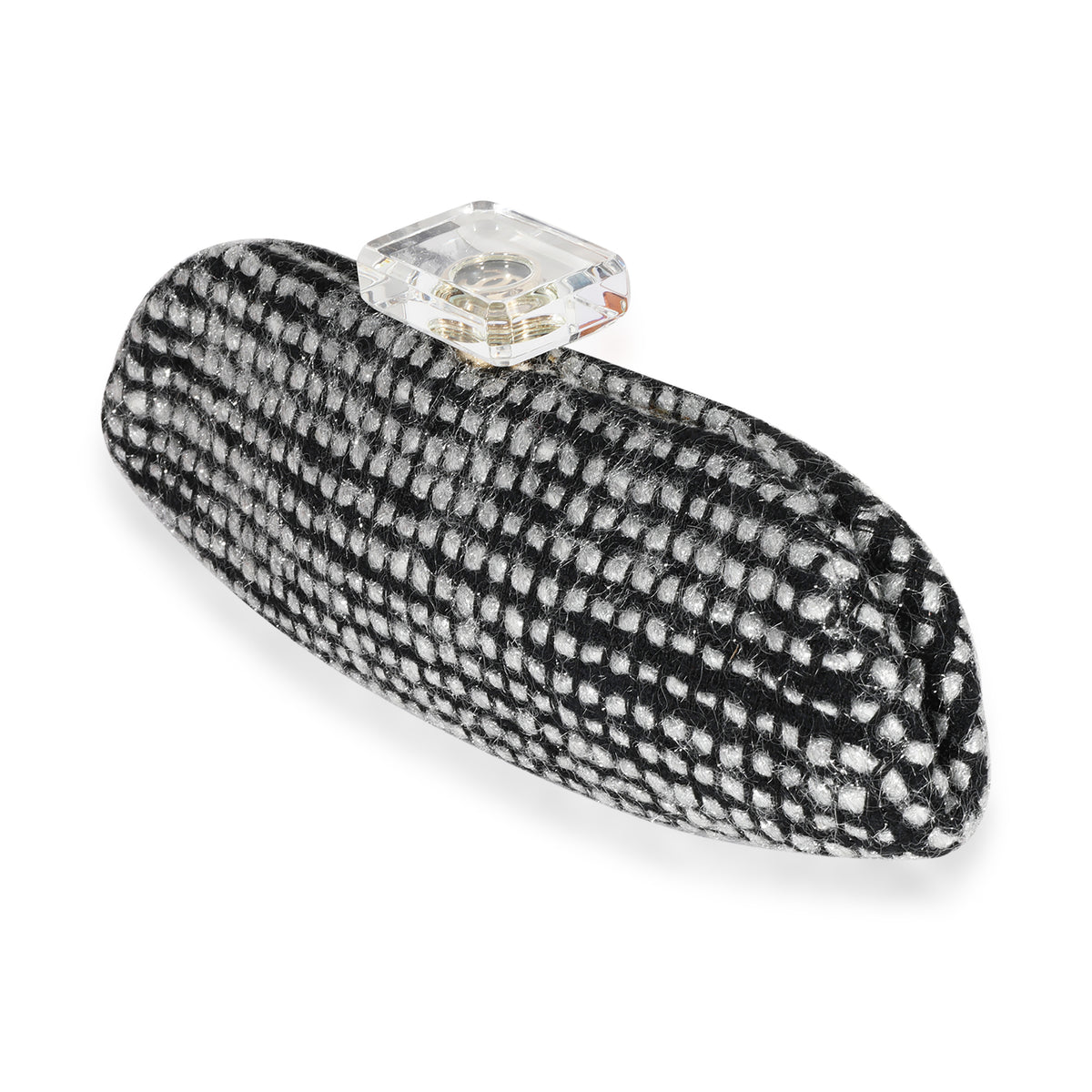 Chanel Metallic Tweed Lucite Perfume Bottle Top Clutch