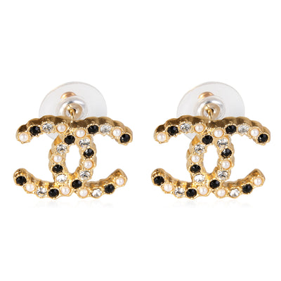 Chanel Crystal & Enamel CC Earrings