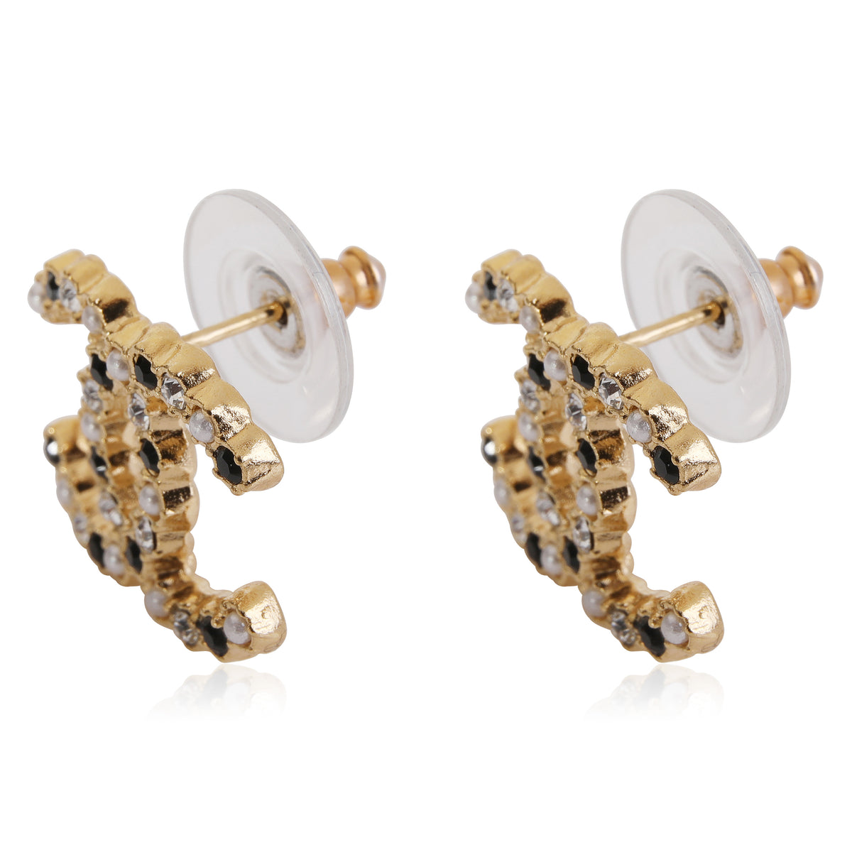 Chanel Crystal & Enamel CC Earrings