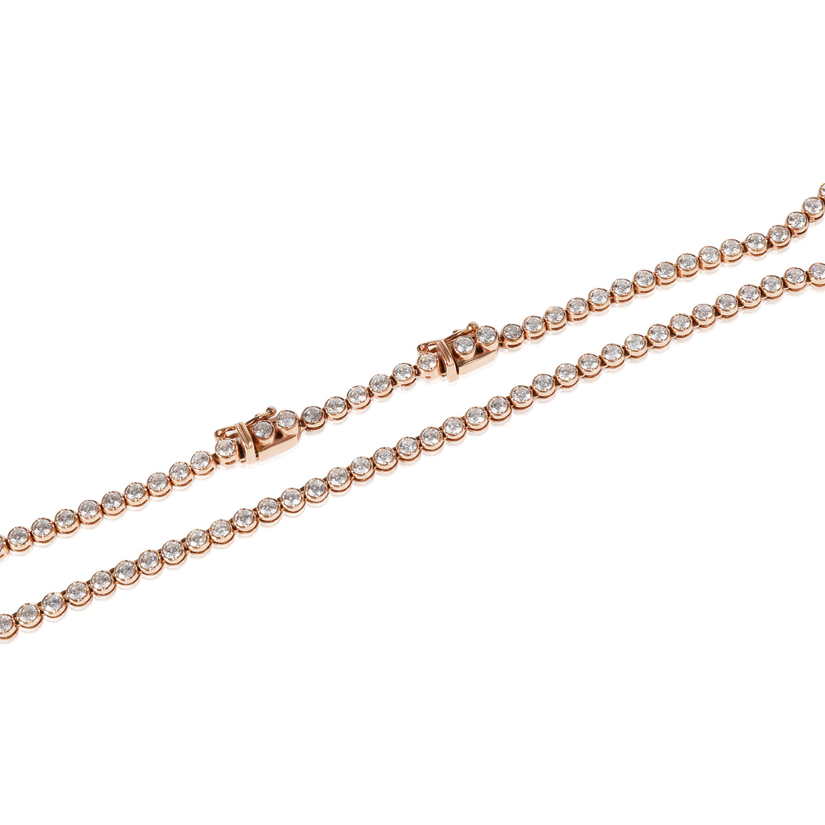 Bezel Set Diamond Tennis Necklace in 14k Rose Gold 5.36 CTW