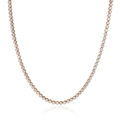 Bezel Set Diamond Tennis Necklace in 14k Rose Gold 5.36 CTW