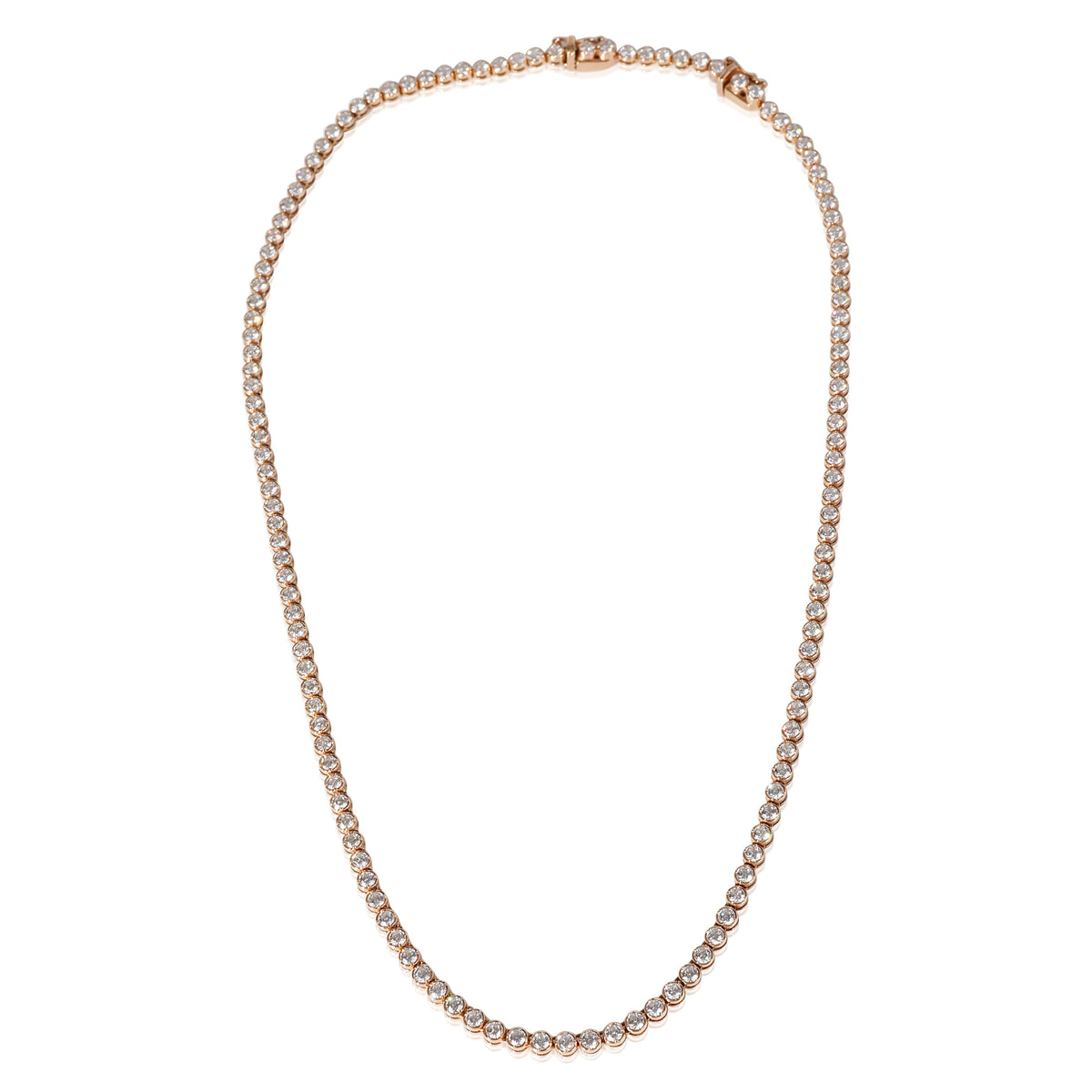 Bezel Set Diamond Tennis Necklace in 14k Rose Gold 5.36 CTW