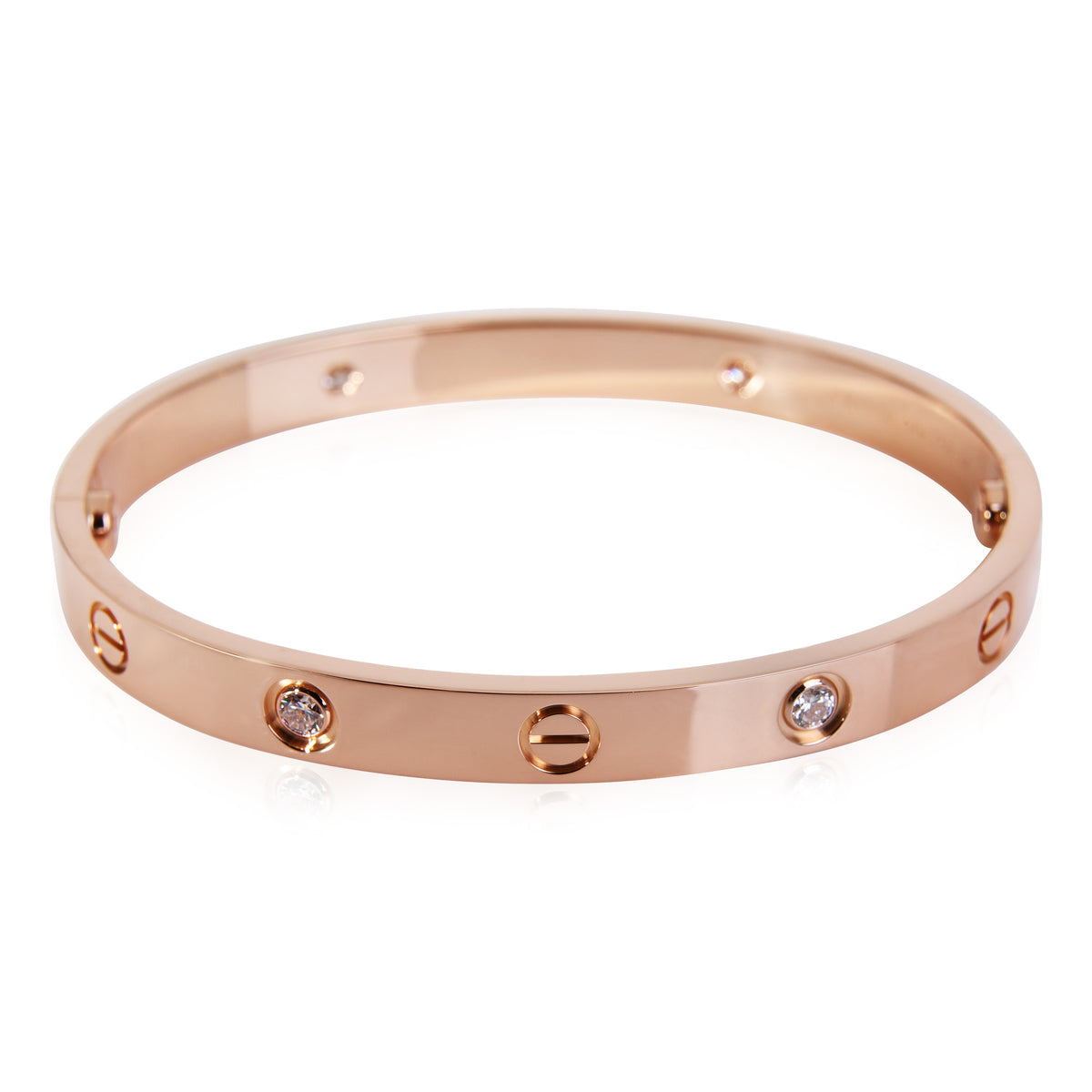 Cartier Love Bracelet 4 Diamonds in Rose Gold, Size 17