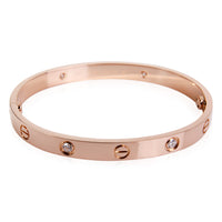 Cartier Love Bracelet 4 Diamonds in Rose Gold, Size 17