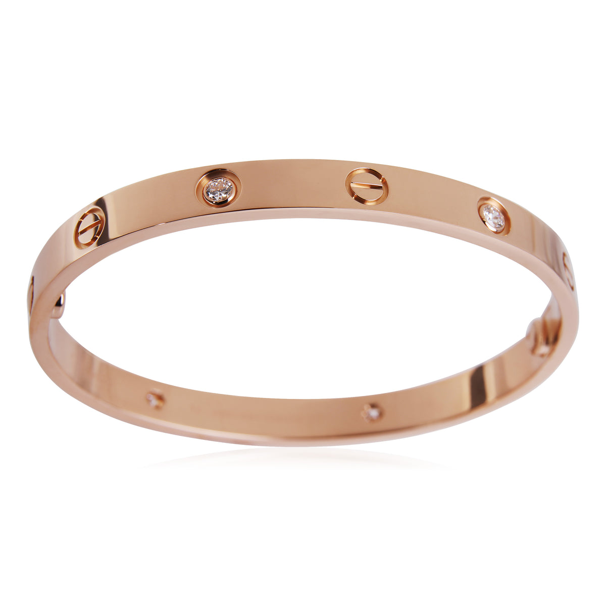 Cartier Love Bracelet 4 Diamonds in Rose Gold, Size 17