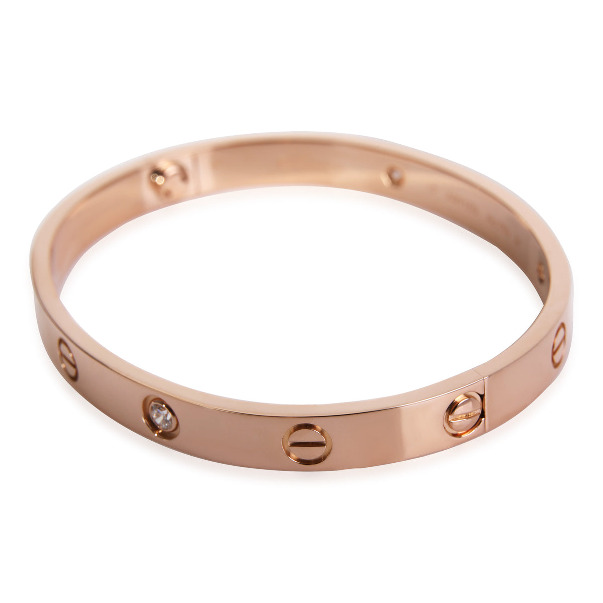 Cartier Love Bracelet 4 Diamonds in Rose Gold, Size 17