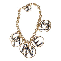 Chanel 2019 CC Leather Charm Gold Tone Necklace