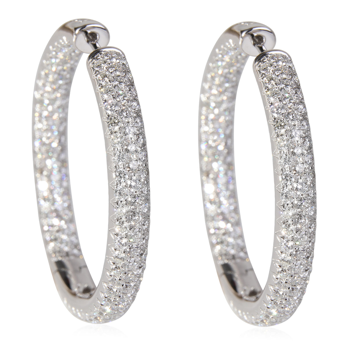 Pave Diamond Hoop Earring in 14k White Gold 5.00 CTW