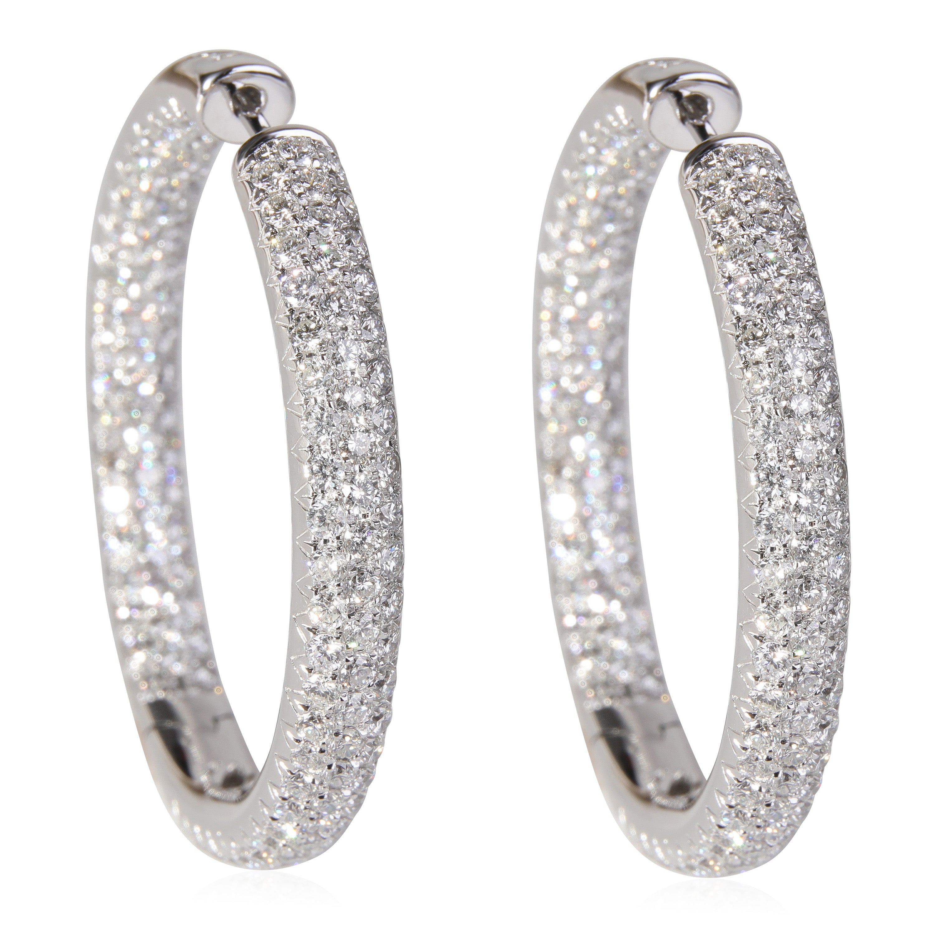 14k white or yellow gold 5.00ctw oval diamond in/out hoop earrings