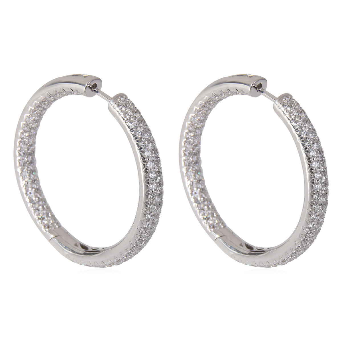 Pave Diamond Hoop Earring in 14k White Gold 5.00 CTW