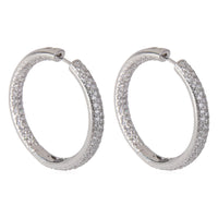 Pave Diamond Hoop Earring in 14k White Gold 5.00 CTW