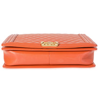 Chanel Orange Quilted Leather XL Boy Bag