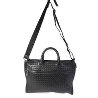 Bottega Veneta Black Intrecciato Leather Briefcase Bag