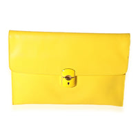 Balenciaga Yellow Leather Padlock Clutch