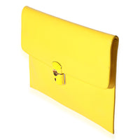 Balenciaga Yellow Leather Padlock Clutch