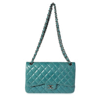 Chanel Teal Quilted Lambskin Jumbo Classic Double Flap Bag