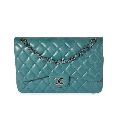 Chanel Teal Quilted Lambskin Jumbo Classic Double Flap Bag