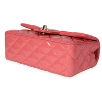 Chanel Pink Quilted Patent Leather Mini Rectangular Classic Flap Bag