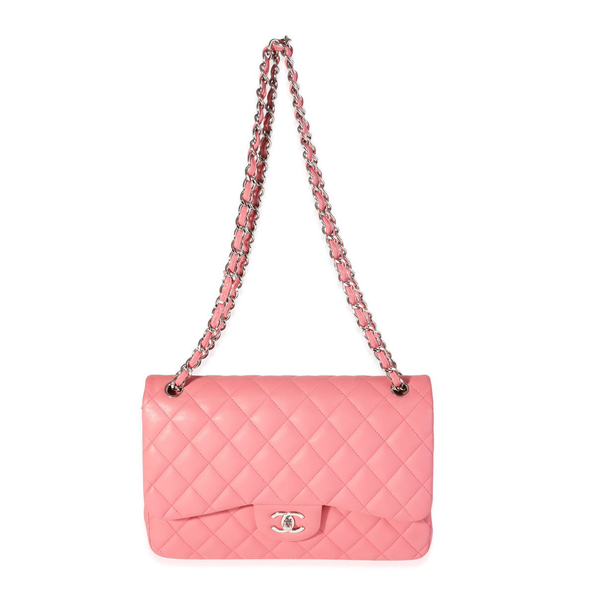 Chanel Pink Quilted Lambskin Jumbo Classic Double Flap Bag