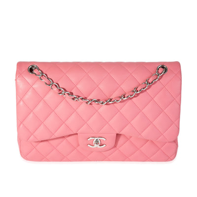 Chanel Pink Quilted Lambskin Jumbo Classic Double Flap Bag