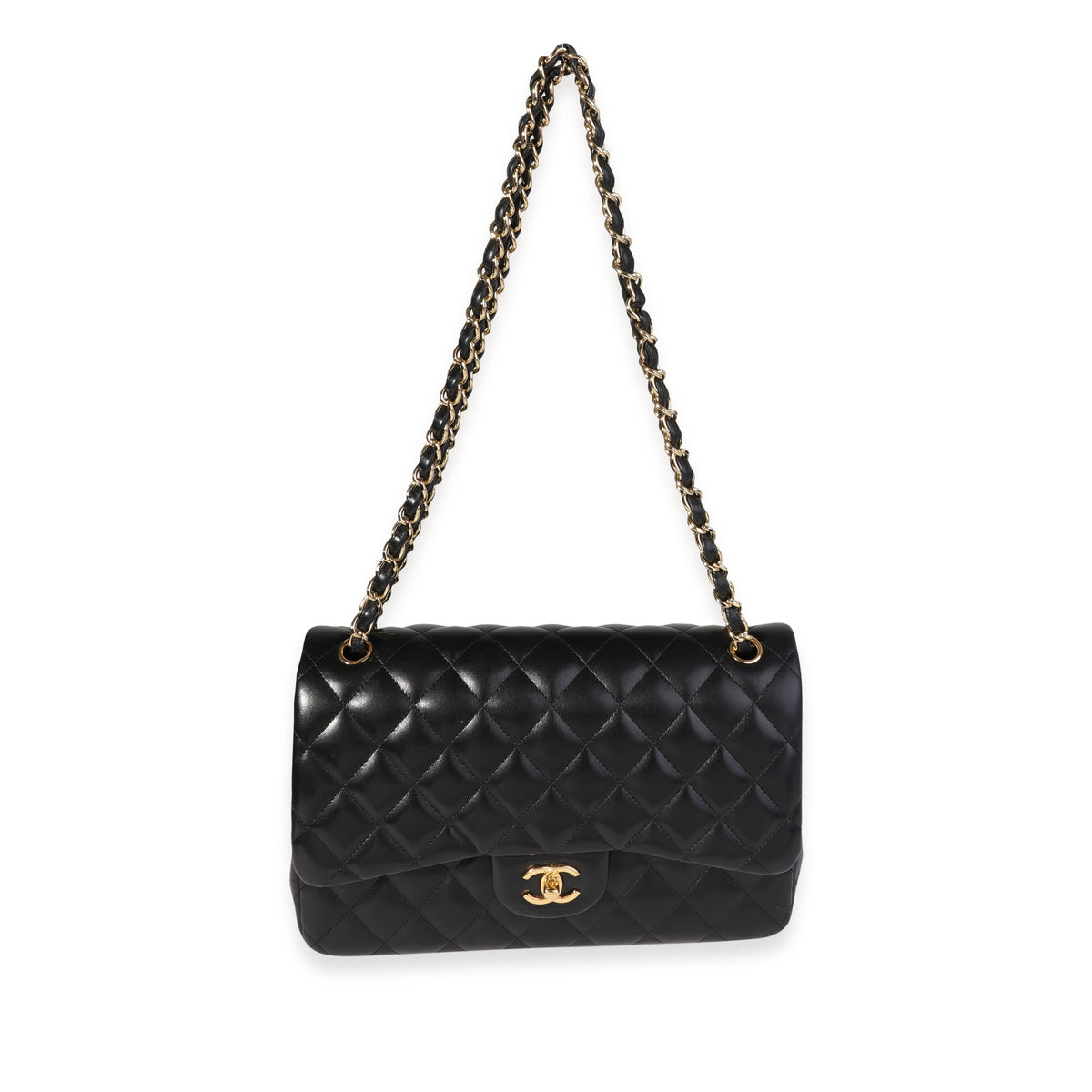 Chanel Black Quilted Lambskin Jumbo Classic Double Flap