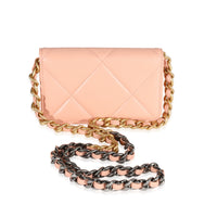 Chanel Light Orange Quilted Lambskin Chanel 19 Mini Coin Purse With Chain