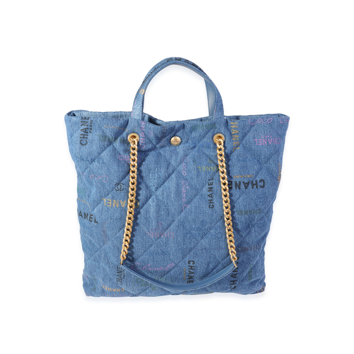 Chanel Blue & Multicolor Quilted Denim Mood Shopping Tote, myGemma