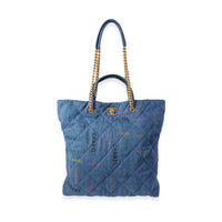 Chanel Blue & Multicolor Quilted Denim Mood Shopping Tote