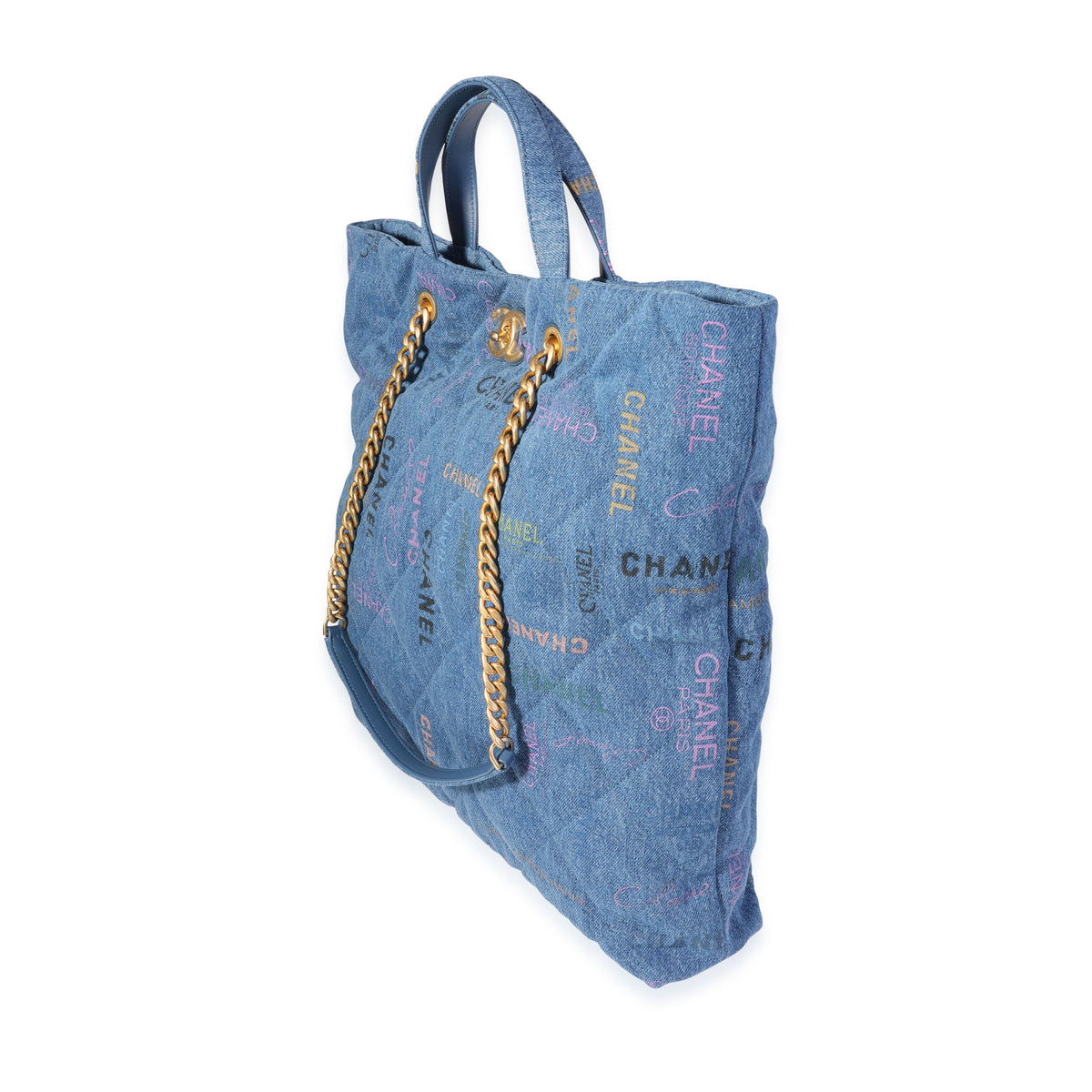 Chanel Blue & Multicolor Quilted Denim Mood Shopping Tote, myGemma