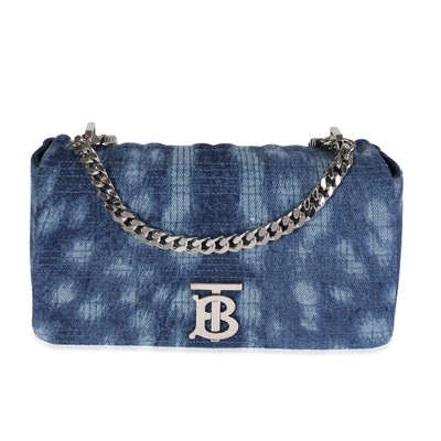 Burberry Blue Quilted Denim Small Lola Bag