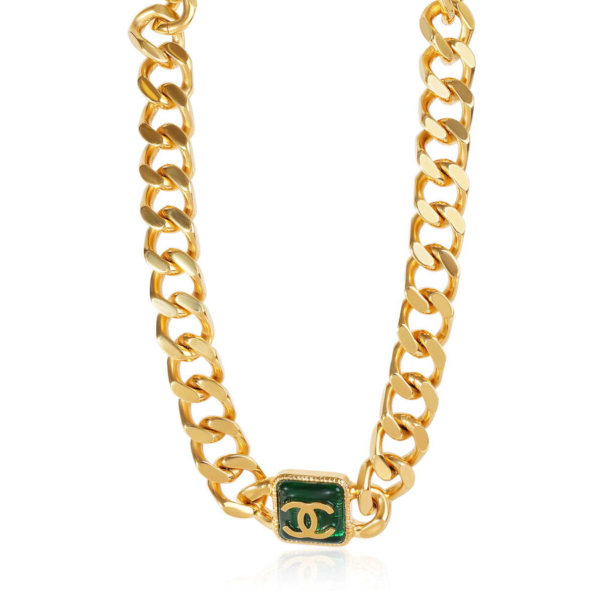 Chanel 2020 Resin CC Curb Link Choker Gold Tone Necklace, myGemma