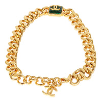 Chanel 2020 Resin CC Curb Link Choker Gold Tone Necklace