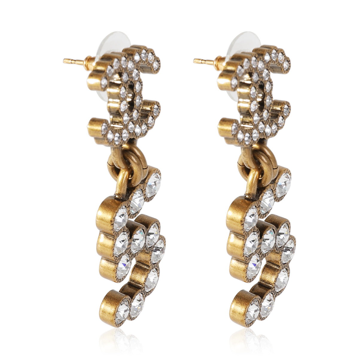 Chanel Crystal City Of Light Gold Tone Earrings