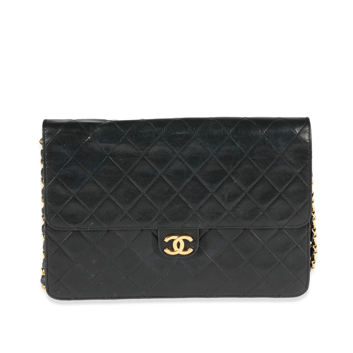 Chanel Vintage Black Quilted Lambskin Single Flap Bag