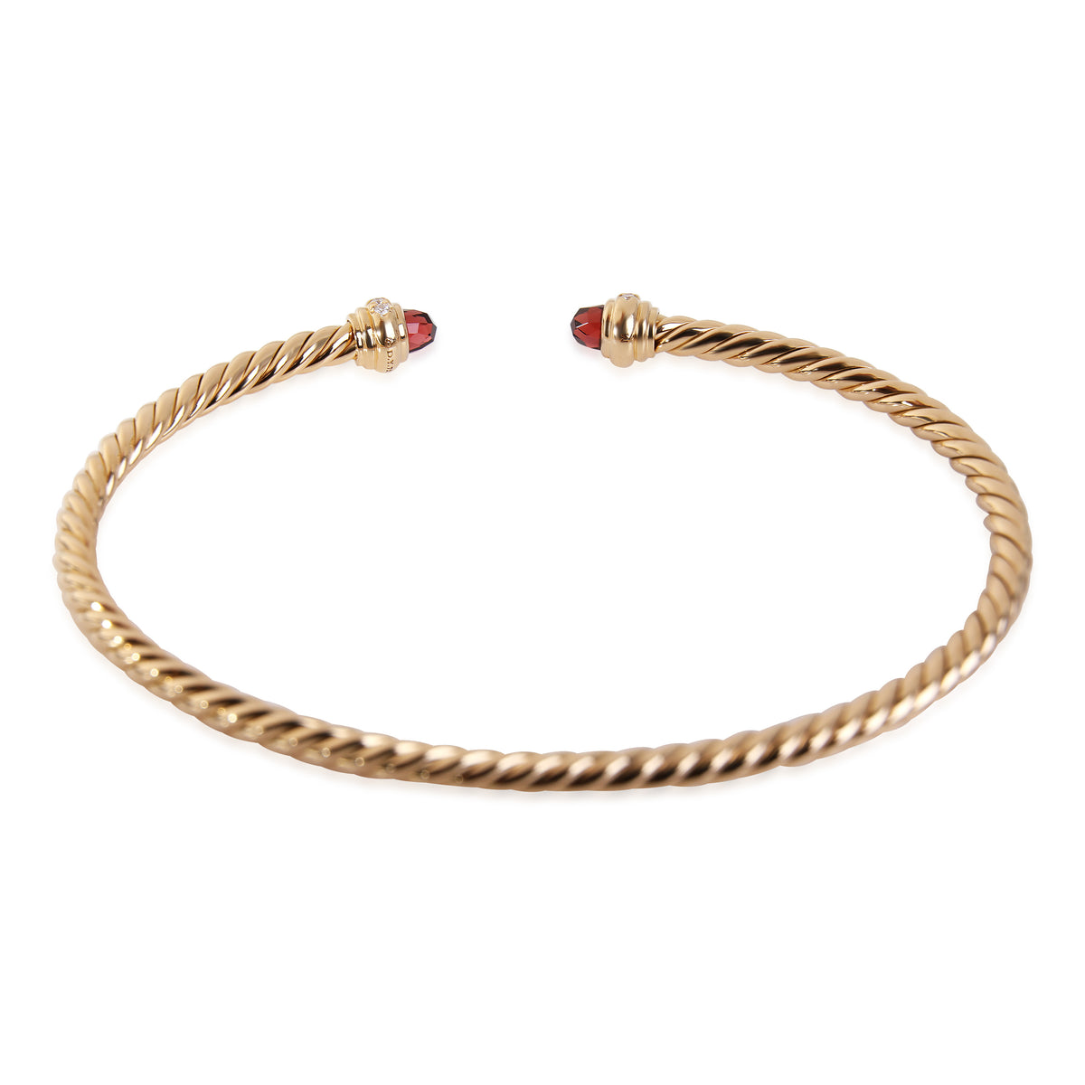 David Yurman Cable Collection Garnet & Diamond Bracelet in 18k Yellow Gold